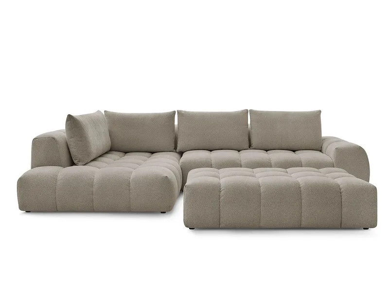 Ecksofa mit Hocker BOBOCHIC EVEREST Stoff chiniert taupe