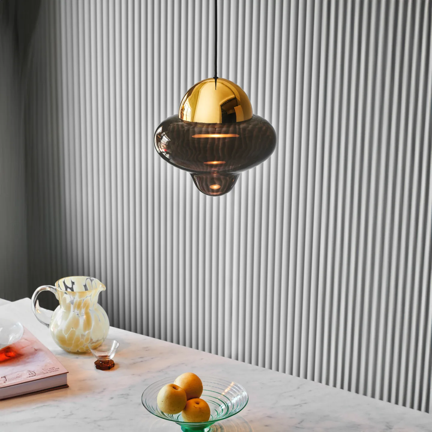Nutty XL pendellampe Brown/Gold - DESIGN BY US - Stue - Glas - Med én lyskilde