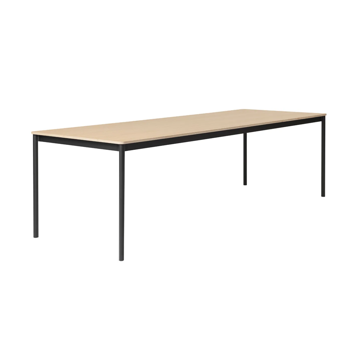Muuto - Base Table, 140x80, Top: Oak veneer, Plywood edges, Frame: Black - Matbord - Mika Tolvanen - Träfärgad,Svart - Metall/Trä