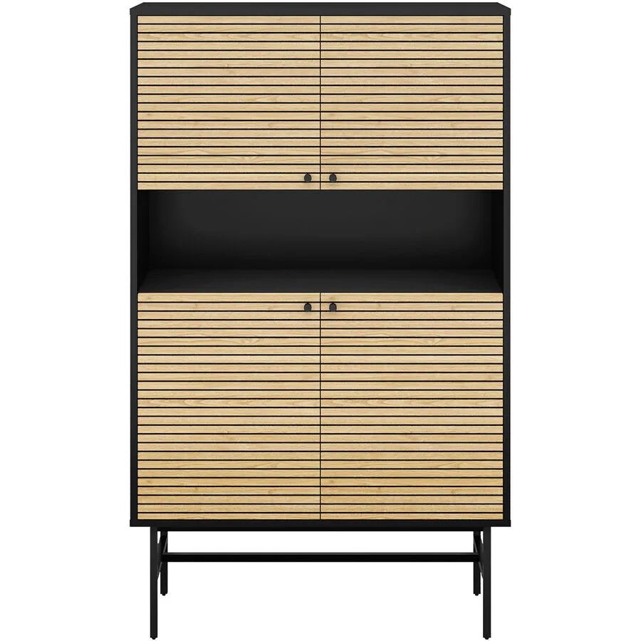 Kommode Diogo Schwarz, Natur MDF B 100 H 155 cm