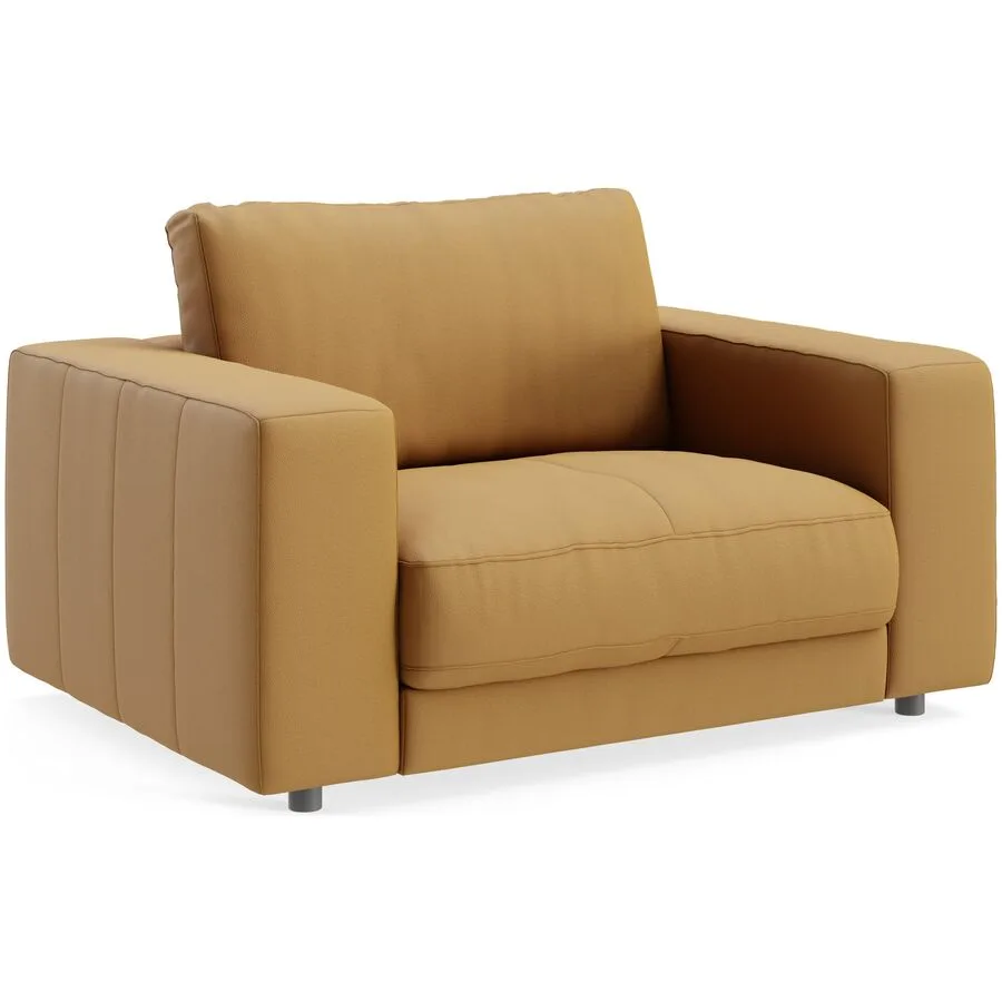 Sessel Ava curcuma Bezug: pigmentiertes Leder B 140 T 107 H 86 cm - Möbel Konfigurator: Traummöbel individuell zusammenstellen