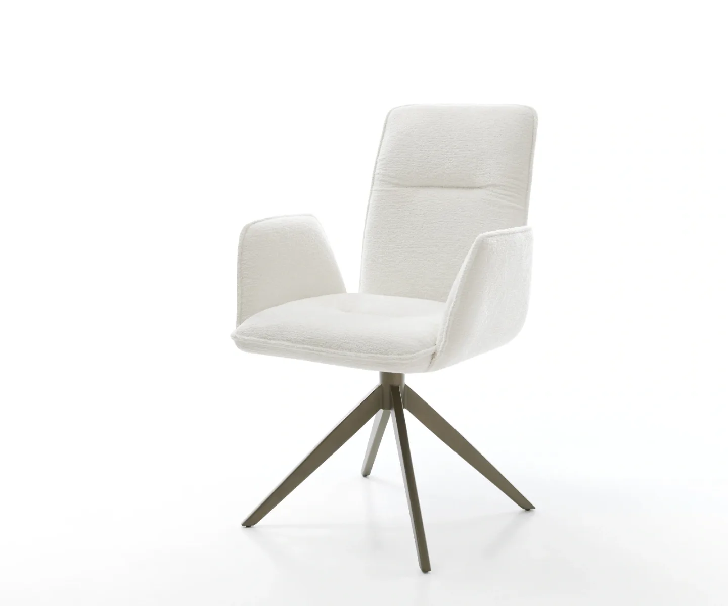 Drehstuhl Vinja-Flex Bouclé Soft Beige Kreuzgestell breit Effektfinish Titan 360° drehbar Wippfunktion