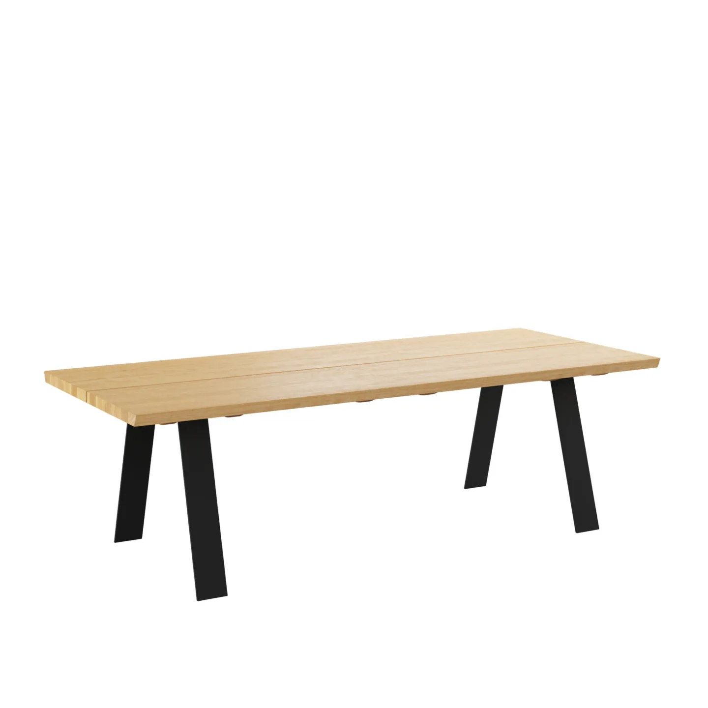 Naver Collection - GM 3200 Plank Bord, 270 x 100 cm, Skiva i Oljad valnöt, 1 tilläggsskiva i matchande trä, Underrede i svart pulverlackerat stål - Matbord - Nissen & Gehl