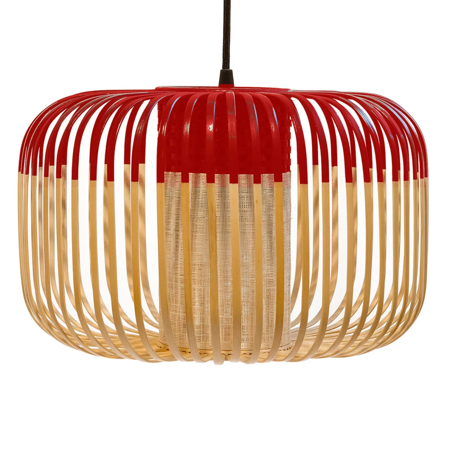 Bamboo pendellampa S Red - Forestier Bamboo Light S - Vardagsrum - Design - Bambu - Med en ljuskälla