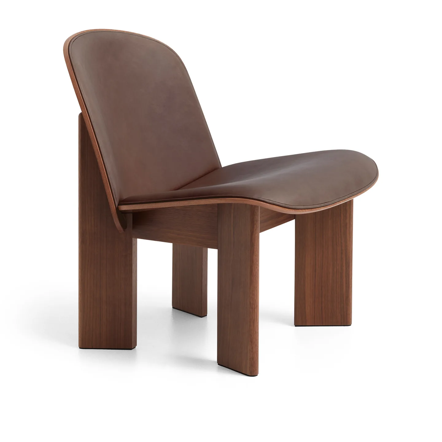 HAY - Chisel Lounge Chair - Water-based lacquered walnut Front upholstery, Sense Nougat Leather - Fåtöljer - Andreas Bergsaker