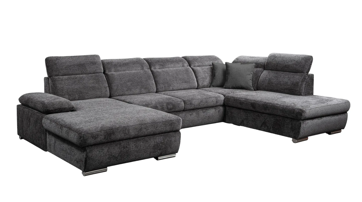 Wohnlandschaft Schlaffunktion anthrazit Bettkasten 359 cm - CORDOBA