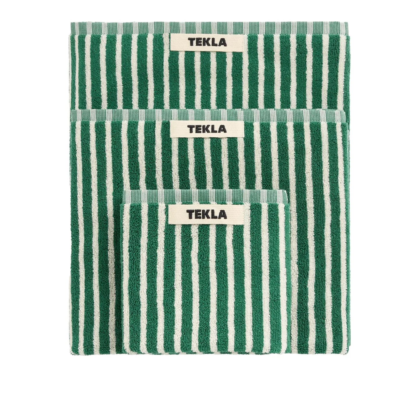 Tekla - Terry handduk teal green stripes gästhandduk 30x50cm - Handdukar och badlakan - Grön - Bomull
