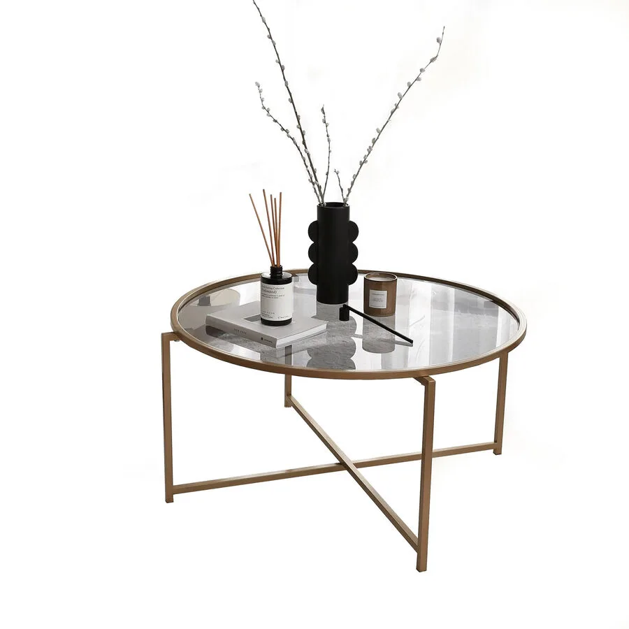 Salontisch Yasam Gold Glas 40 cm