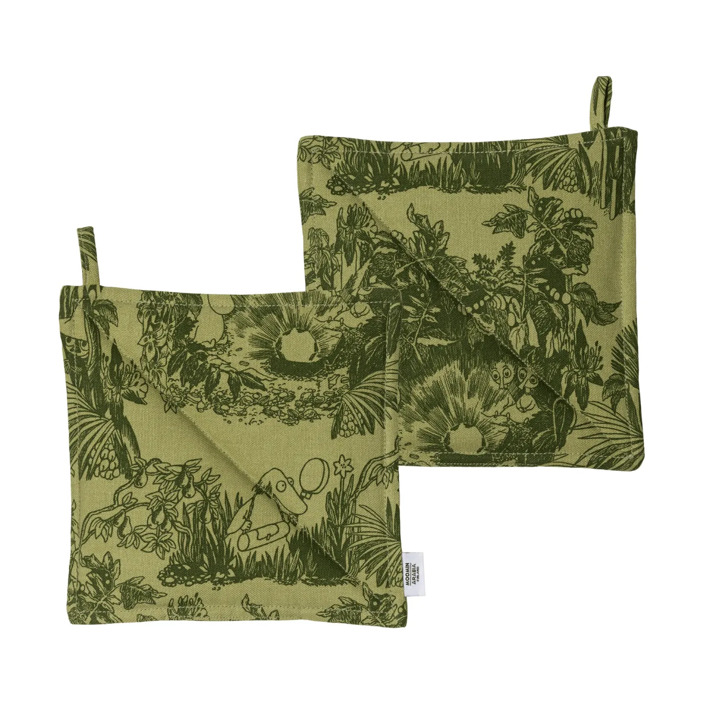 Moomin Arabia Mystikens skog Mumin Topflappen Grün, 22x22 cm, 2-teilig