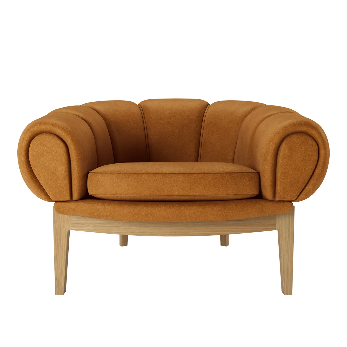 Gubi - Croissant Lounge Chair, Solid Oak Oiled, Prisgrupp 7 Läder Gubi Chamois 1708 Cuoio - Fåtöljer - Illum Wikkelsø - Träfärgad - Läder/Trä/Skum