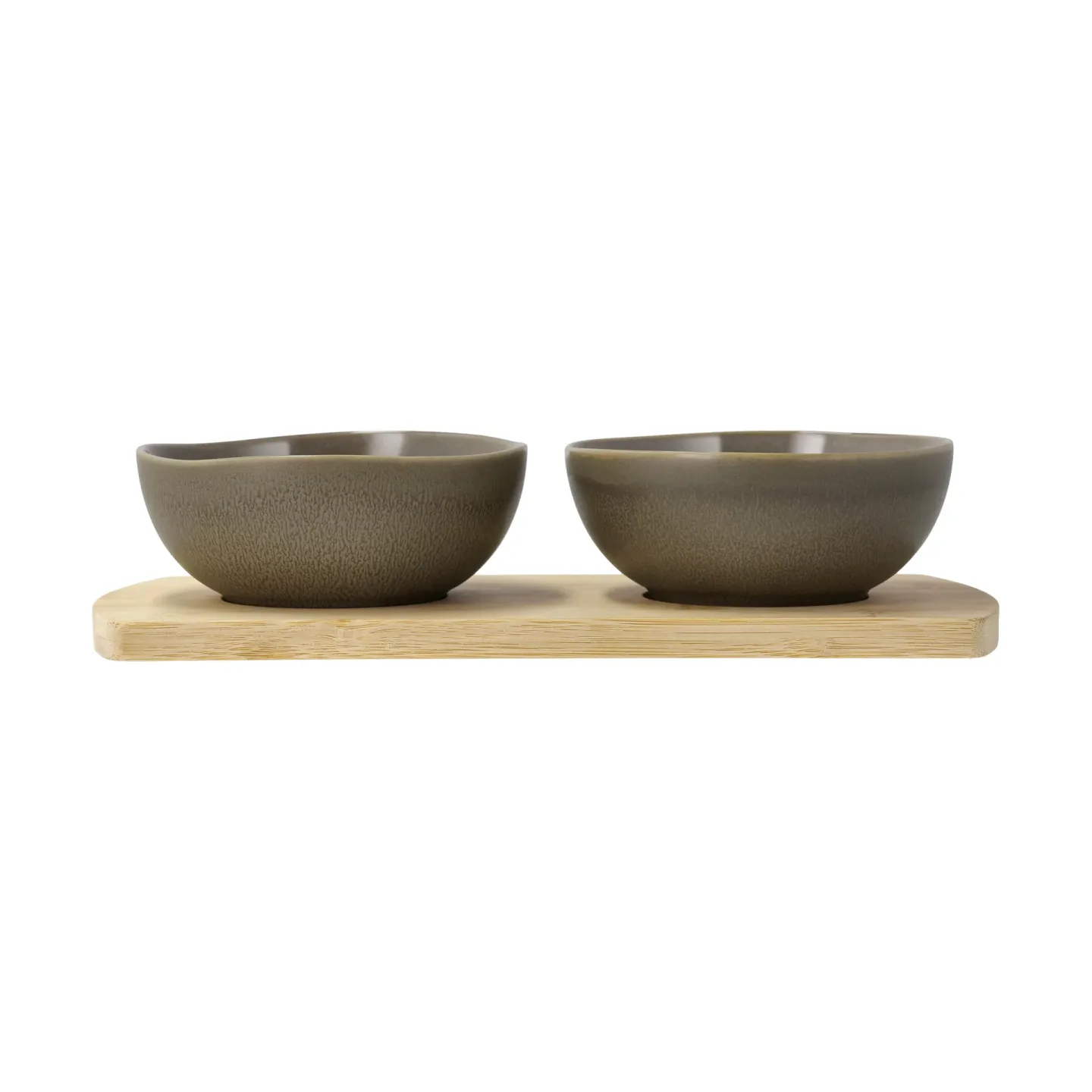 Villa Collection Shoku Bambustablett mit 2 Schalen Warm Brown