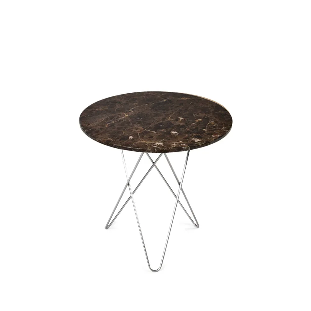 OX Denmarq Tall Mini O Table Couchtisch Marmor Braun, Edelstahlgestell