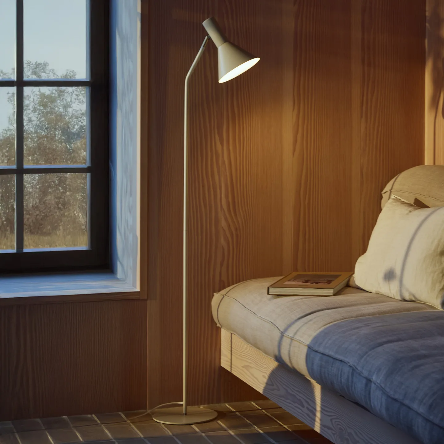 Lyss golvlampa Beige - FRANDSEN - Vardagsrum - Design - Metall - Med en ljuskälla