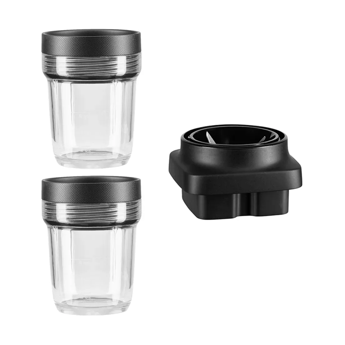 KitchenAid K400+K150 Behälter mit Deckel+Messer 200 ml 2er-Pack Transparent