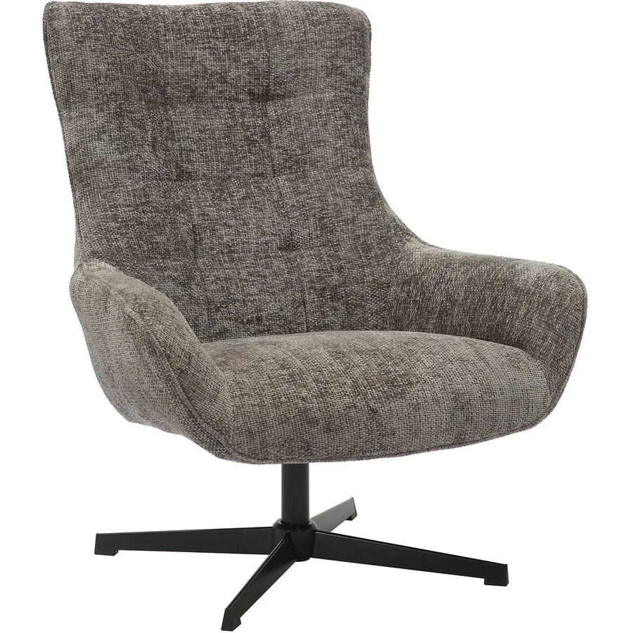 Sessel Idis Dunkelgrau, Schwarz Polyester Chenillestoff, Metall B 81 T 85 H 103 cm