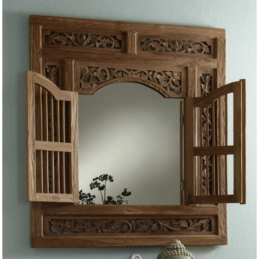 Spiegel Oceandrift Natur Teakholz massiv B 80 H 90 cm