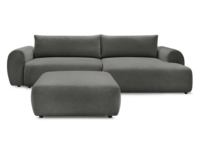 Ecksofa mit Hocker BOBOCHIC LUCIEN Stoff dunkelgrau