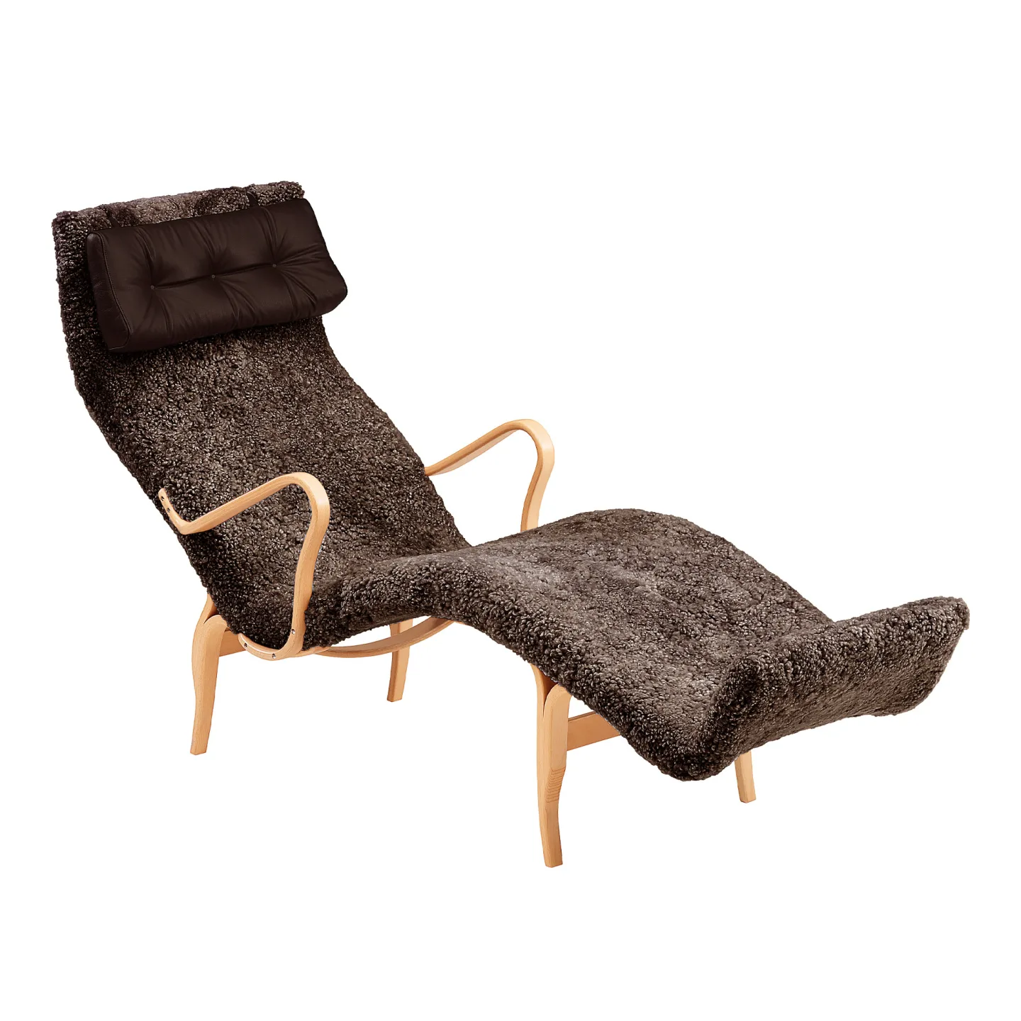 Bruno Mathsson International - Mi 478 Pernilla 3 - Fårskinn Scandinavian Grey - Fåtöljer - Bruno Mathsson - Vit - Läder/Trä/Ull