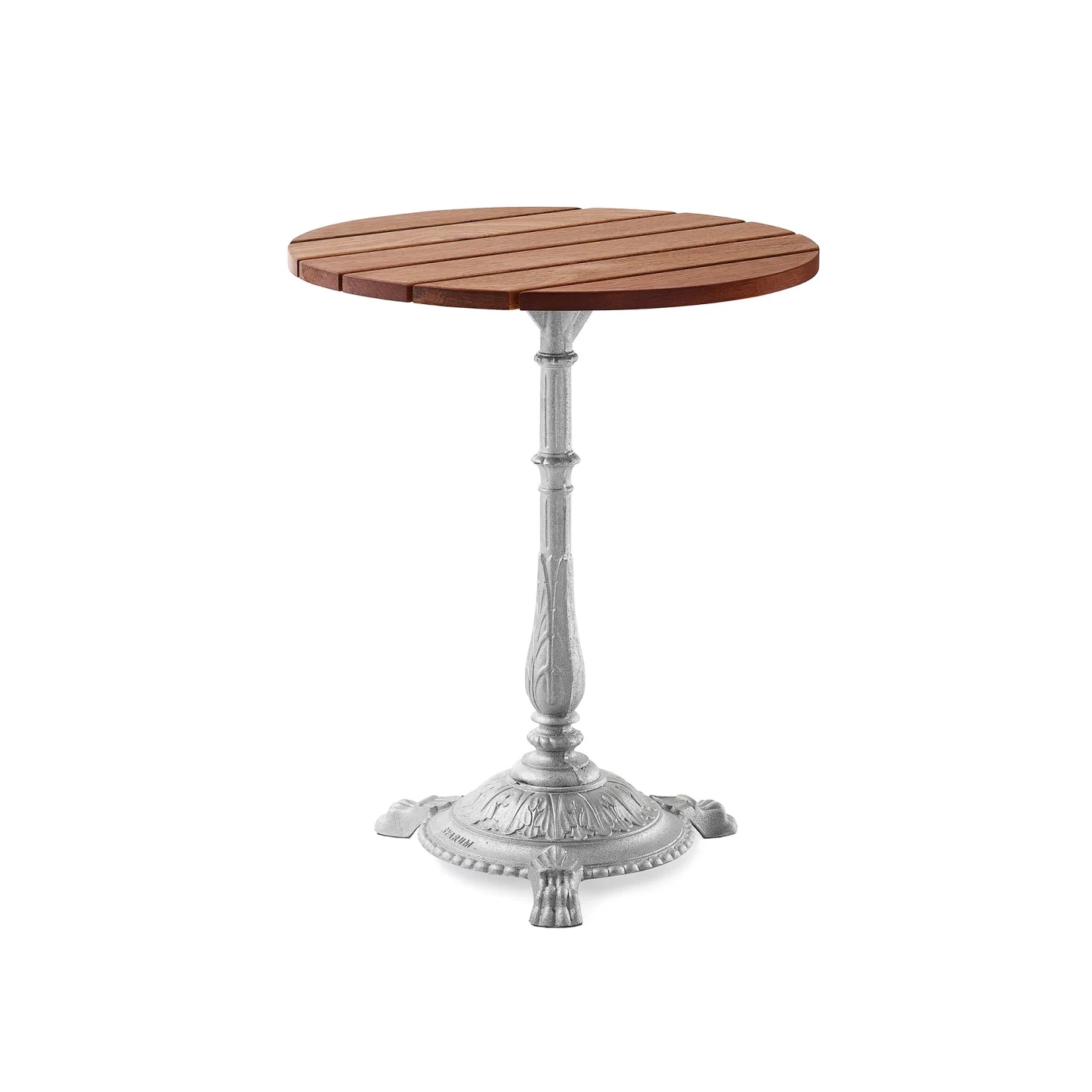 Byarums Bruk - Bord Classic Café Ø60 cm 3-tass – Oljad Mahogny/Natur (Rå Aluminium) - Matbord utomhus - Silver - Metall/Trä