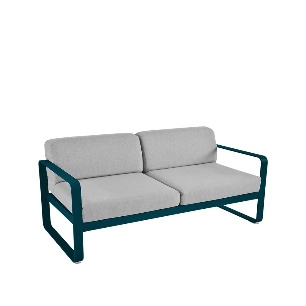 Fermob Bellevie 2-sits soffa Acapulco blue (blå), flannel grey dyna
