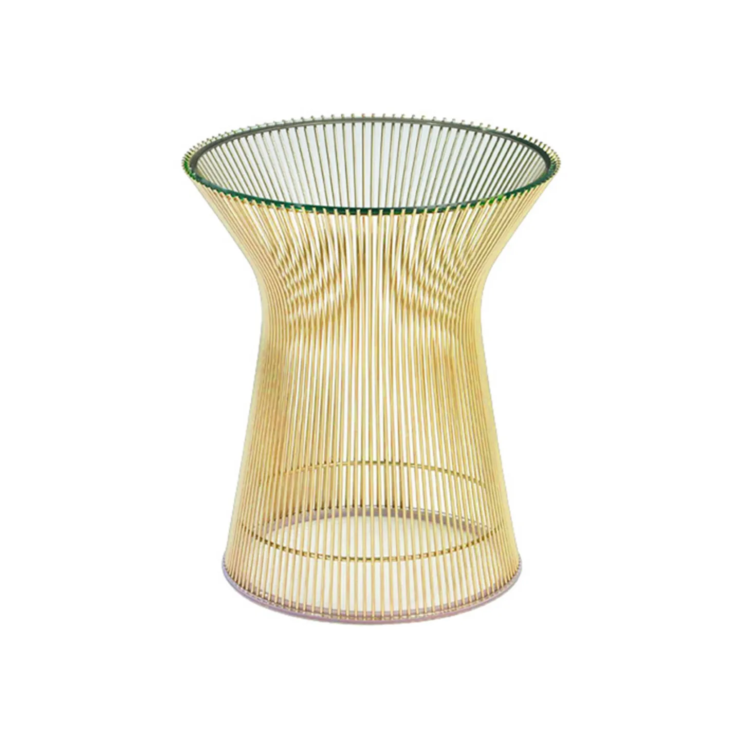 Knoll - Platner Side Table 18k guld, skiva i Klarglas - Sidobord - Warren Platner - Guld - Glas/Metall