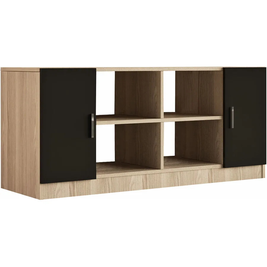 Schrank Yemek Eiche und Schwarz melaminbeschichtete Spanplatte B 139.8 cm H 61.8 cm