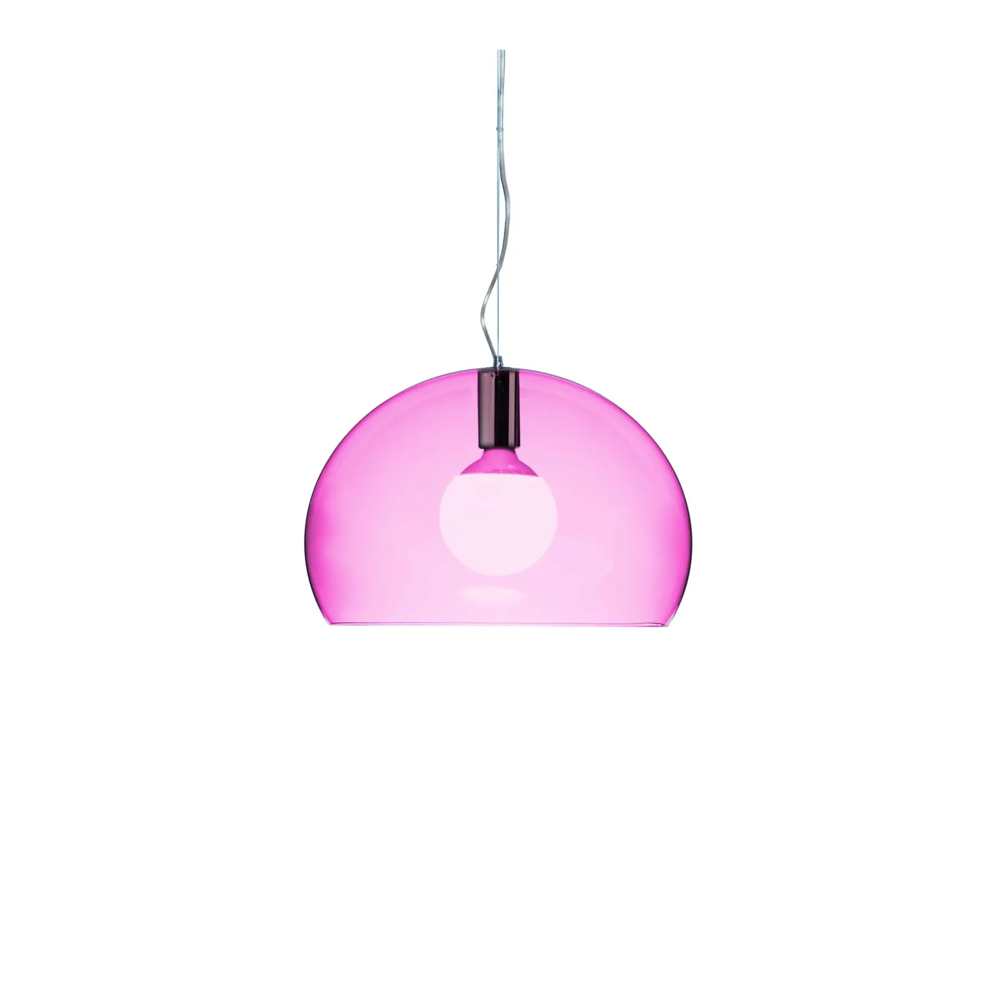 Kartell - Small FL/Y Suspension 9053, Transparent Pink, Incl. LED 15W E27 - Pendellampor - Ferruccio Laviani - Rosa