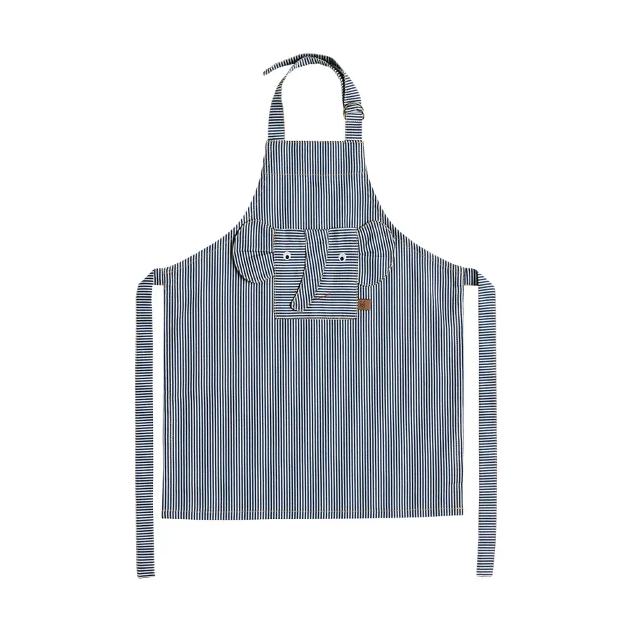 OYOY Striped denim elephant Schürze Blue