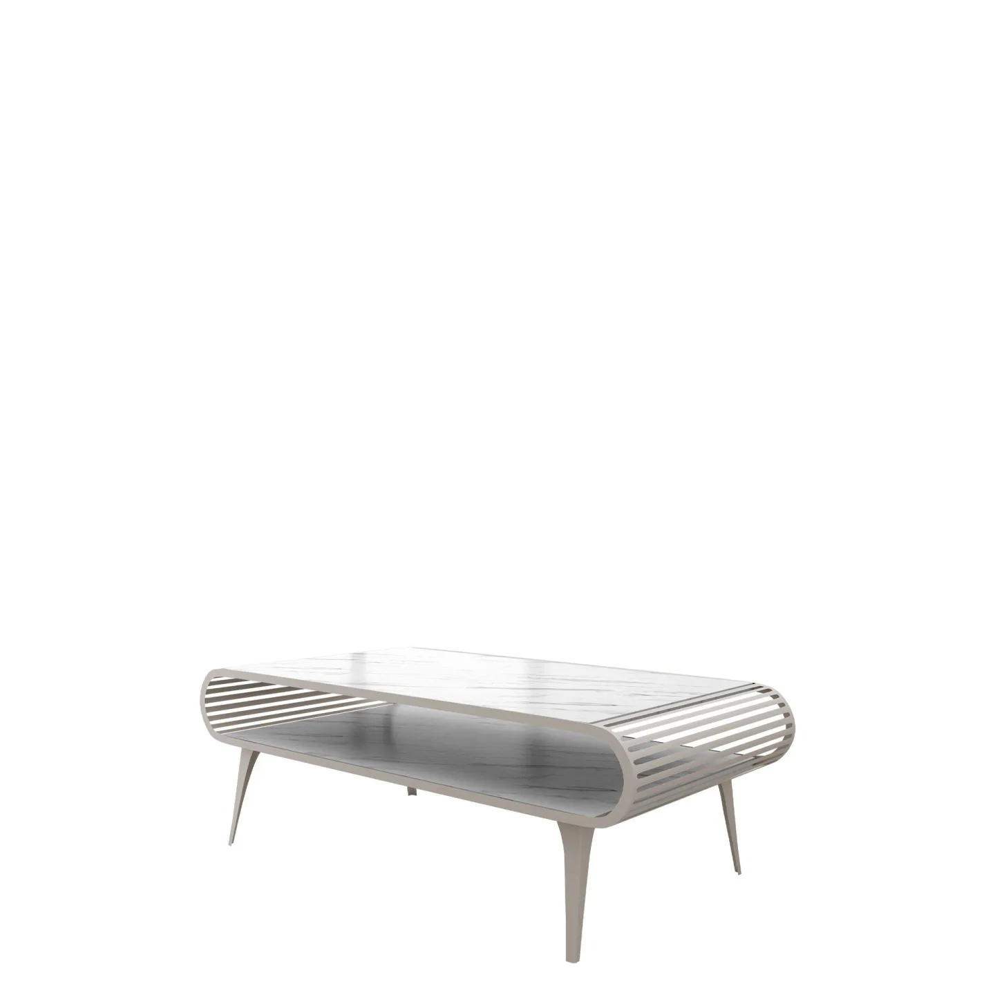Salvaris Soffbord 120 cm - Beige med vit marmordekor