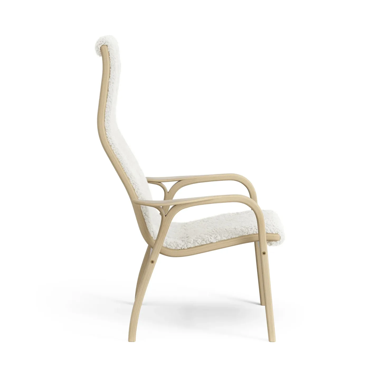 Swedese Lamini Kindersessel lackierte Eiche/Schaffell Offwhite (weiß)