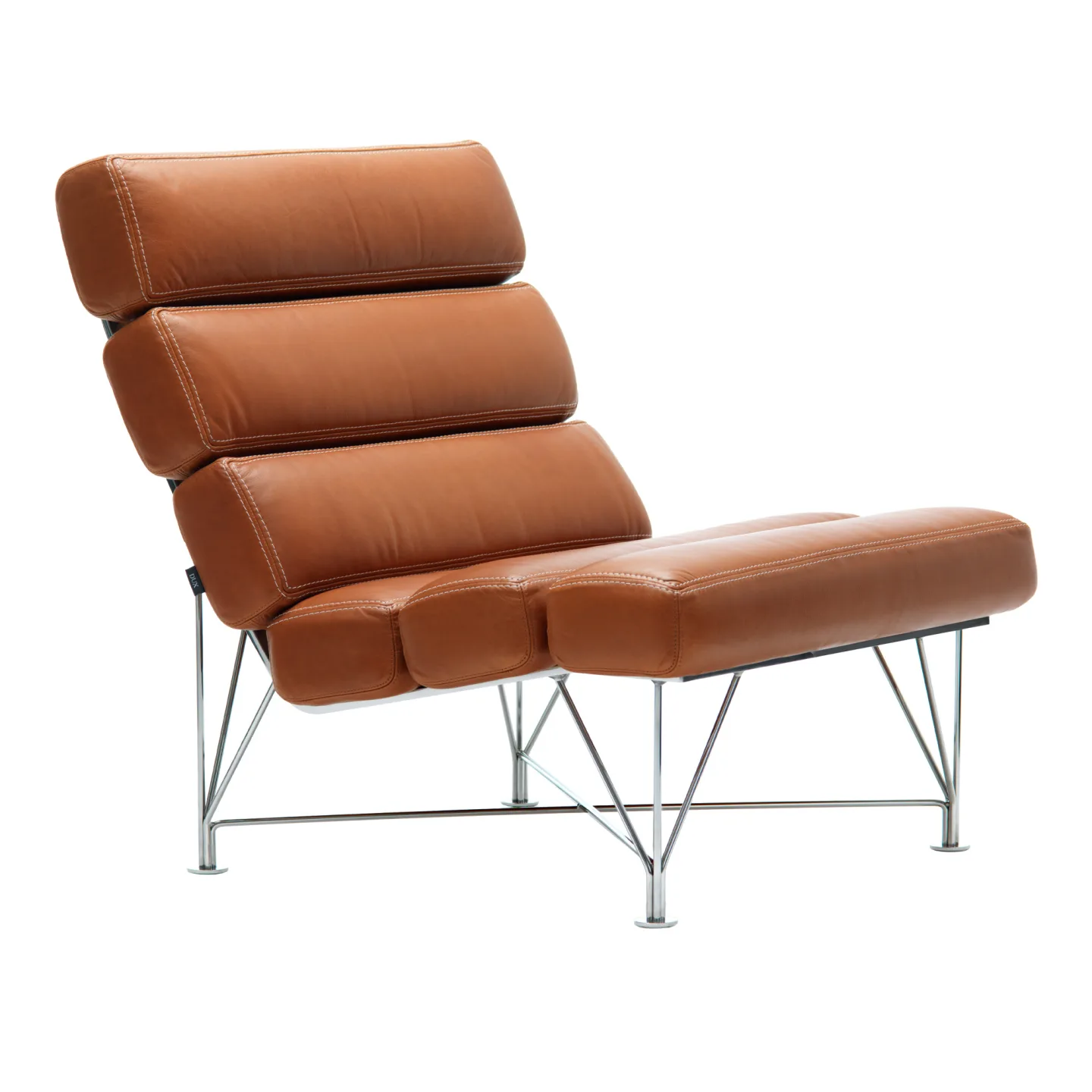 DUX - Spider Chair, Läder Dakota 24 Cognac, vit söm - Fåtöljer - DUX Design Team - Brun - Läder/Naturmaterial/Metall/Plast