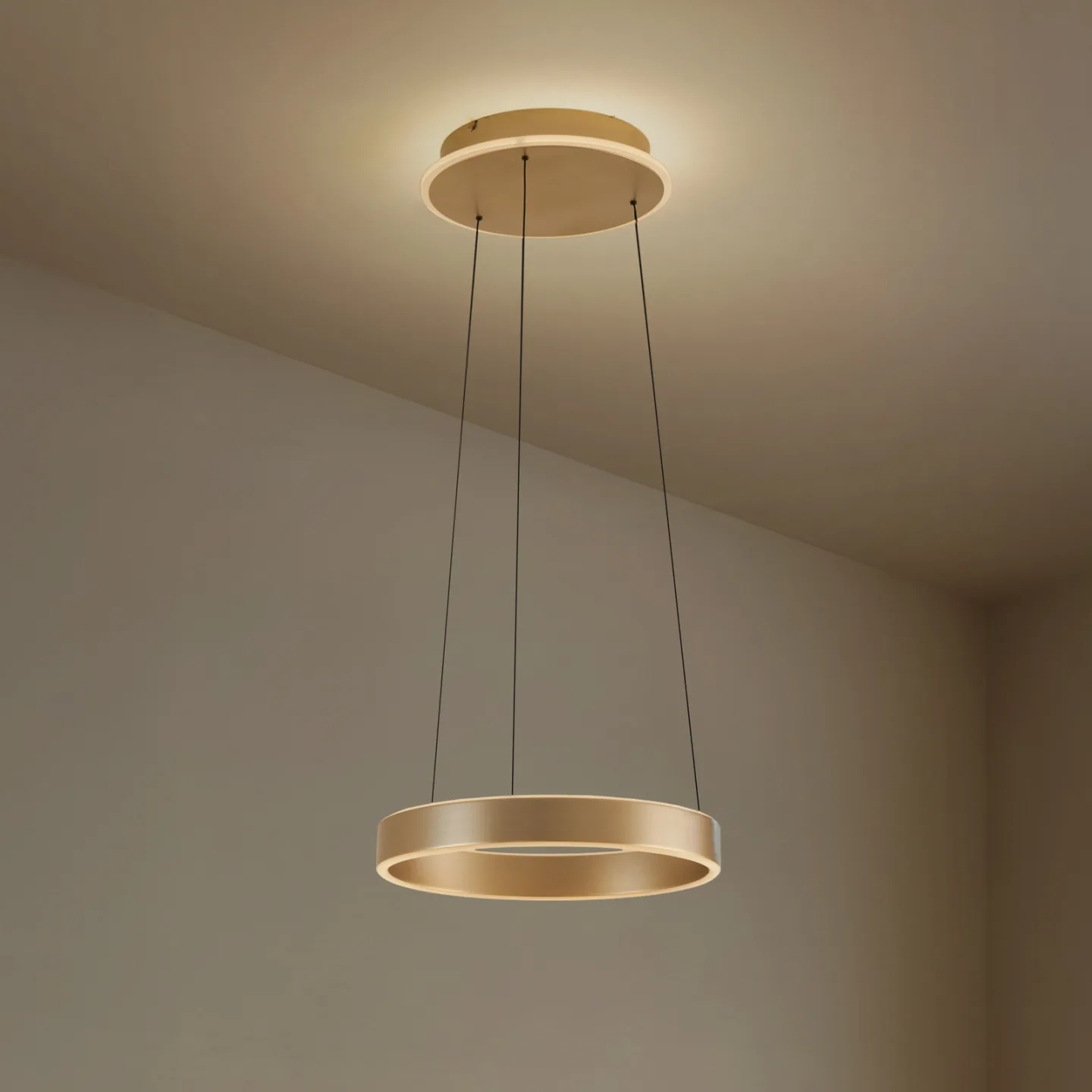 Tindra LED-Hängeleuchte gold dimmbar Ø 40 cm - Lucande - Wohnzimmer - Modern - Metall - Einflammig