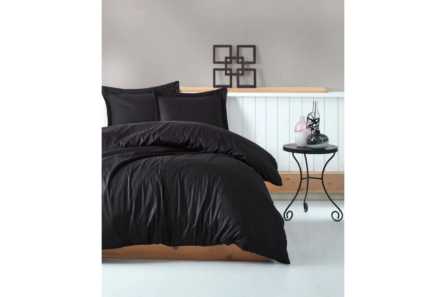 Cotton Box Bäddset Dubbelt 4-dels Premium Satin - Svart