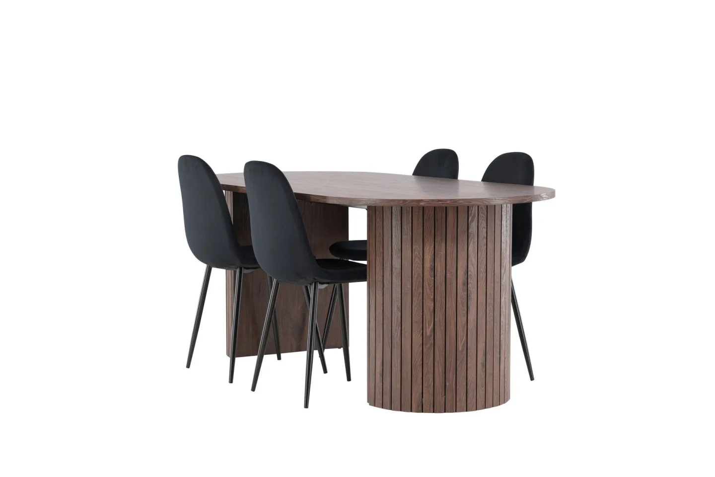 Härön Matgrupp 200 cm Oval med 4 Polar stolar - Mocca/Svart