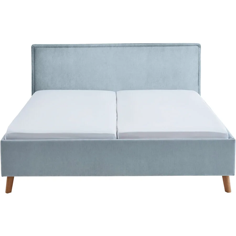 Bett Nola hellblau Stoff 180 x 200 cm