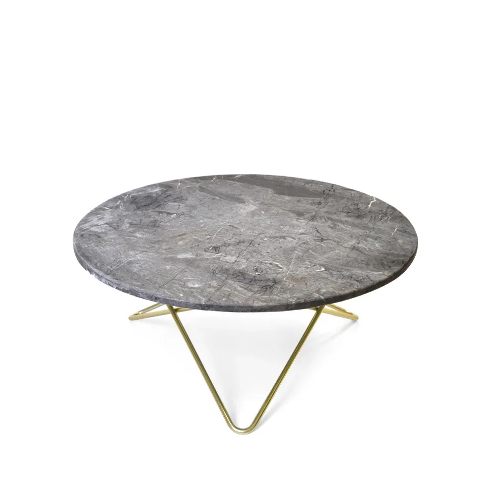 OX Denmarq O Table Couchtisch Marmor grau , messinggestell