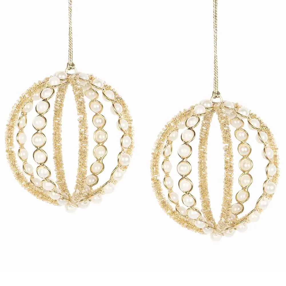Julgranskulor 2 pack Pärlor & Guld 8 cm