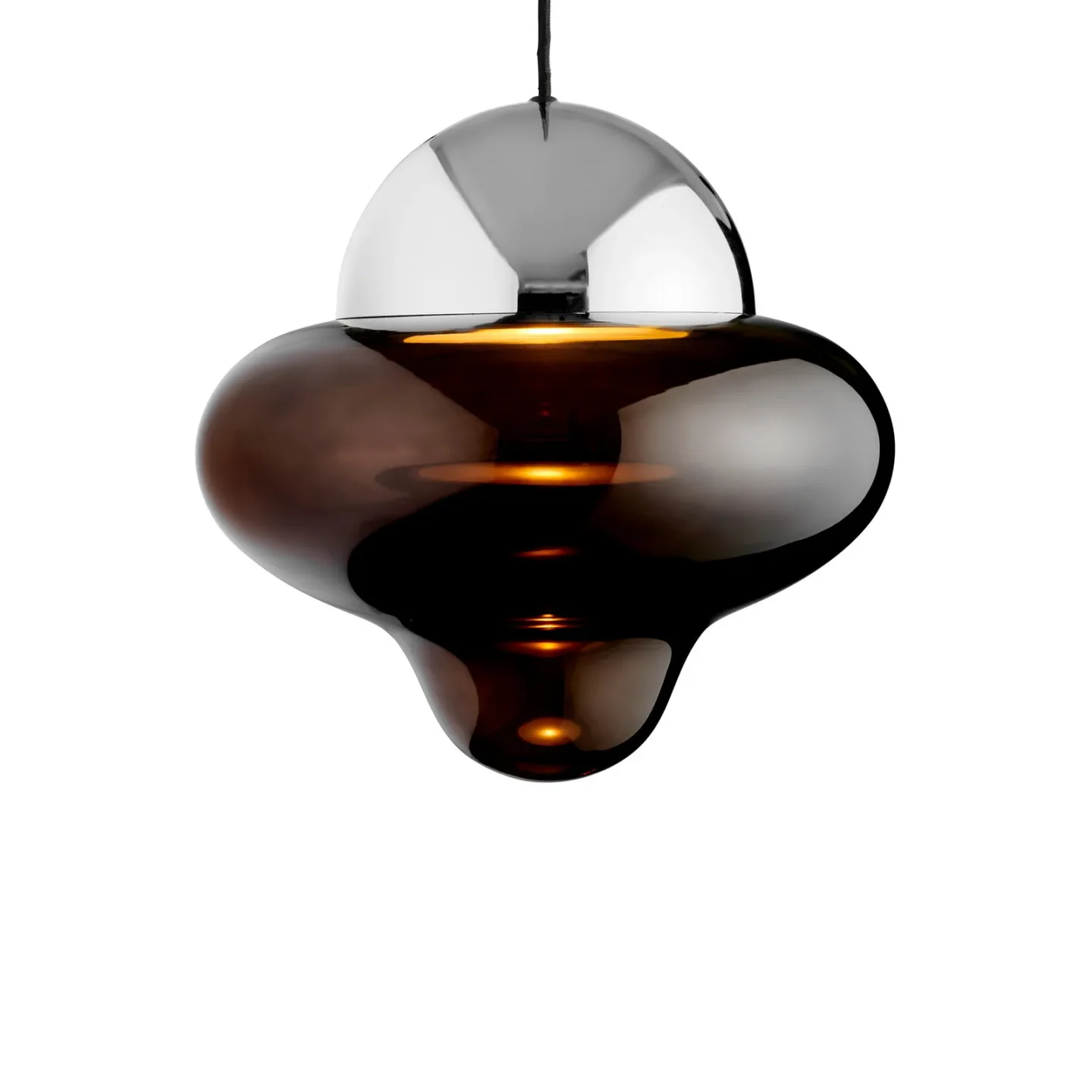 Nutty XL Pendelleuchte Brown/Chrome - Design By Us - Wohnzimmer - Glas - Einflammig