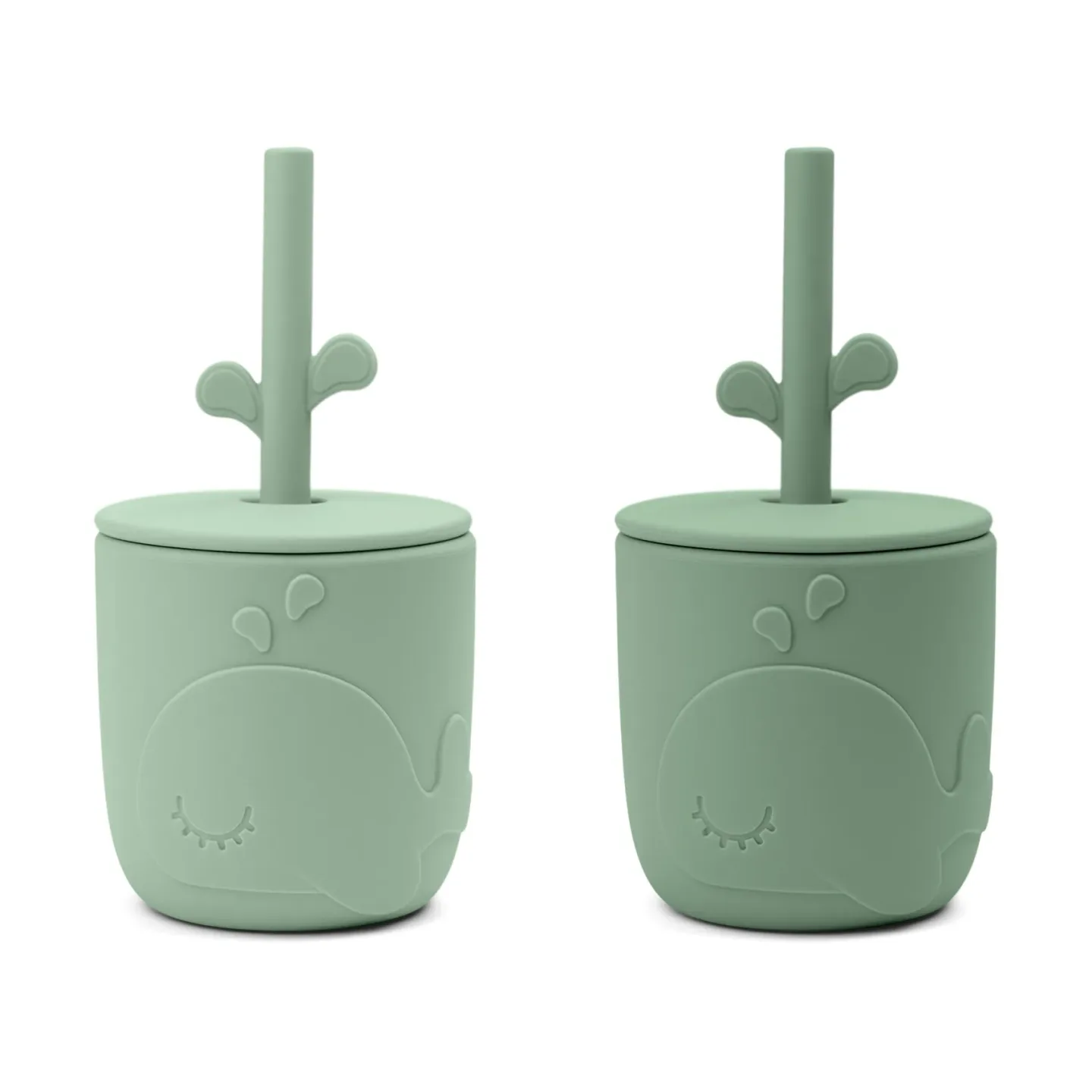 Done by deer Wally Becher mit Peekaboo-Strohhalm 2er-Pack Green
