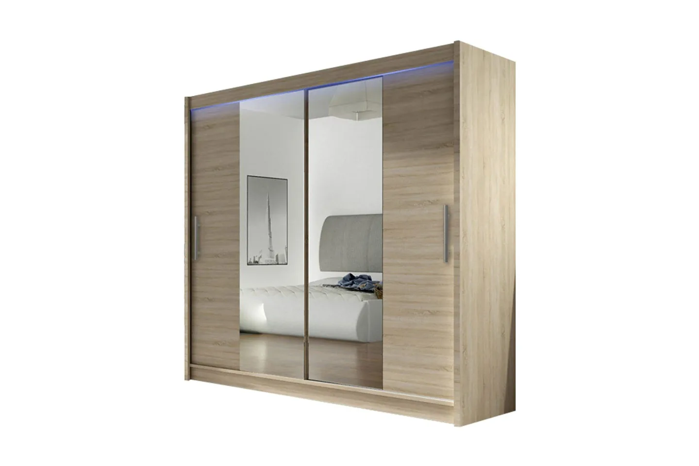 Prag Garderob 180x57x215 cm - Beige|Vit