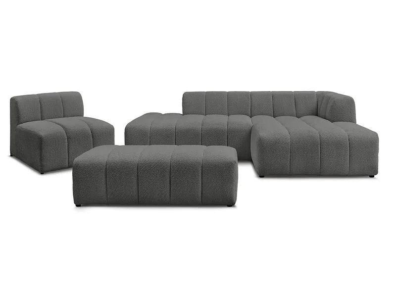 BOBOCHIC Ecksofa mit Hocker ANNECY Boucle-Stoff dunkelgrau