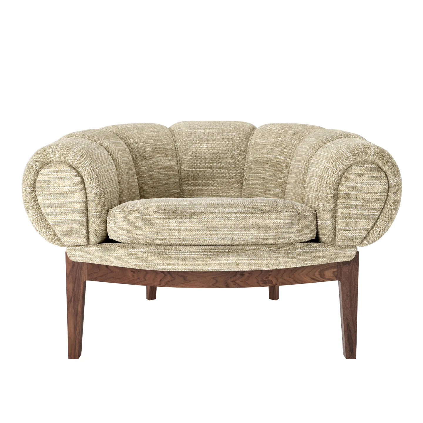 Gubi - Croissant Lounge Chair,Solid American Walnut Oiled, Prisgrupp 6 Tyg Dedar Smilla T1902/001 - Fåtöljer - Illum Wikkelsø - Träfärgad - Trä/Textilmaterial