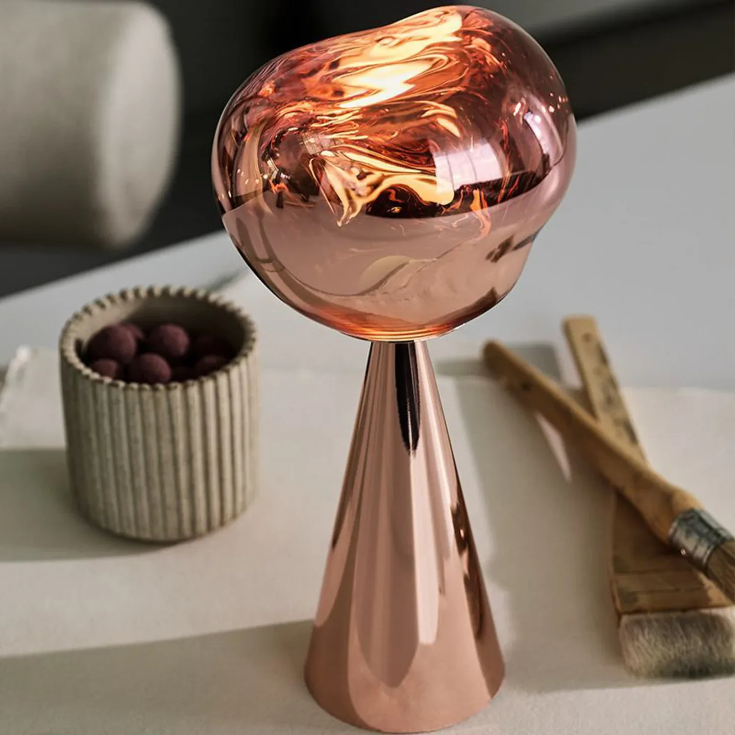 Melt Portable bordlampe kobber - Tom Dixon - Terrasse - Design - Plast - Med skjerm