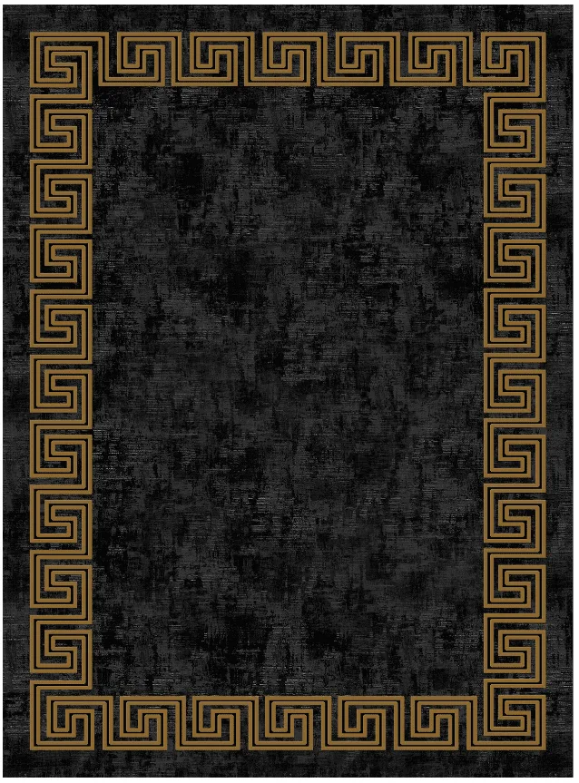Wilton-teppe - Myra (svart/gull) (Størrelse: 200 x 280 cm)