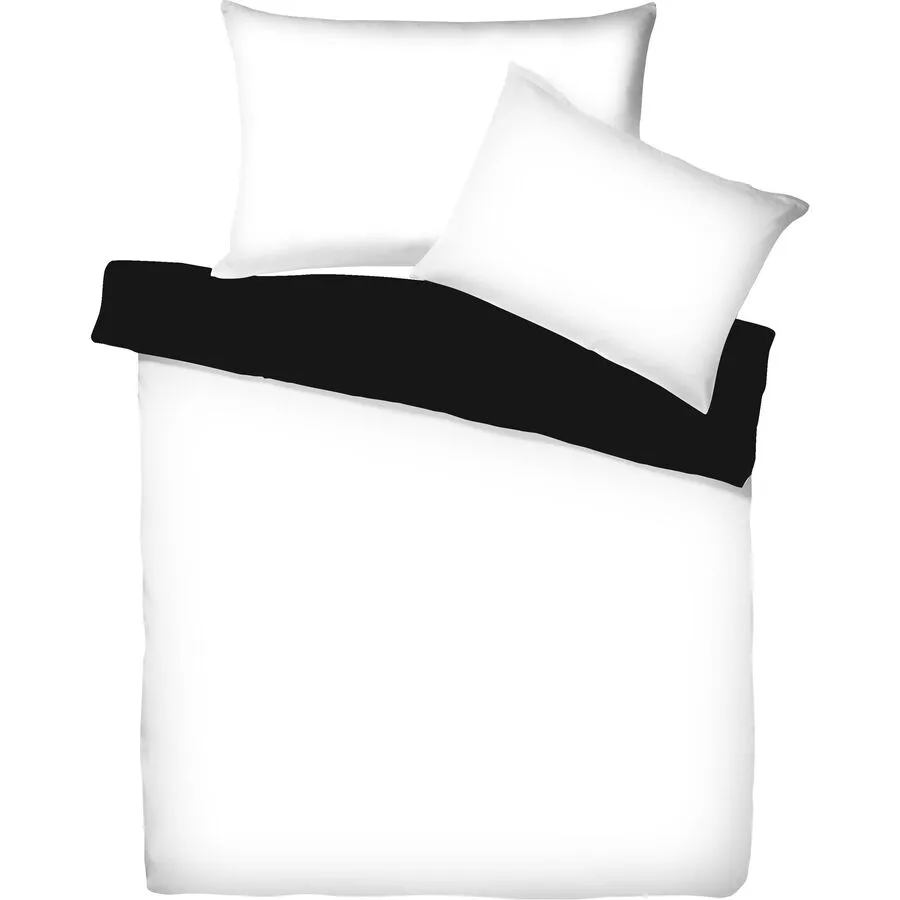Living Home Kissenbezug Uni Doubleface Weiss/Schwarz Baumwolle 50 cm 70 cm