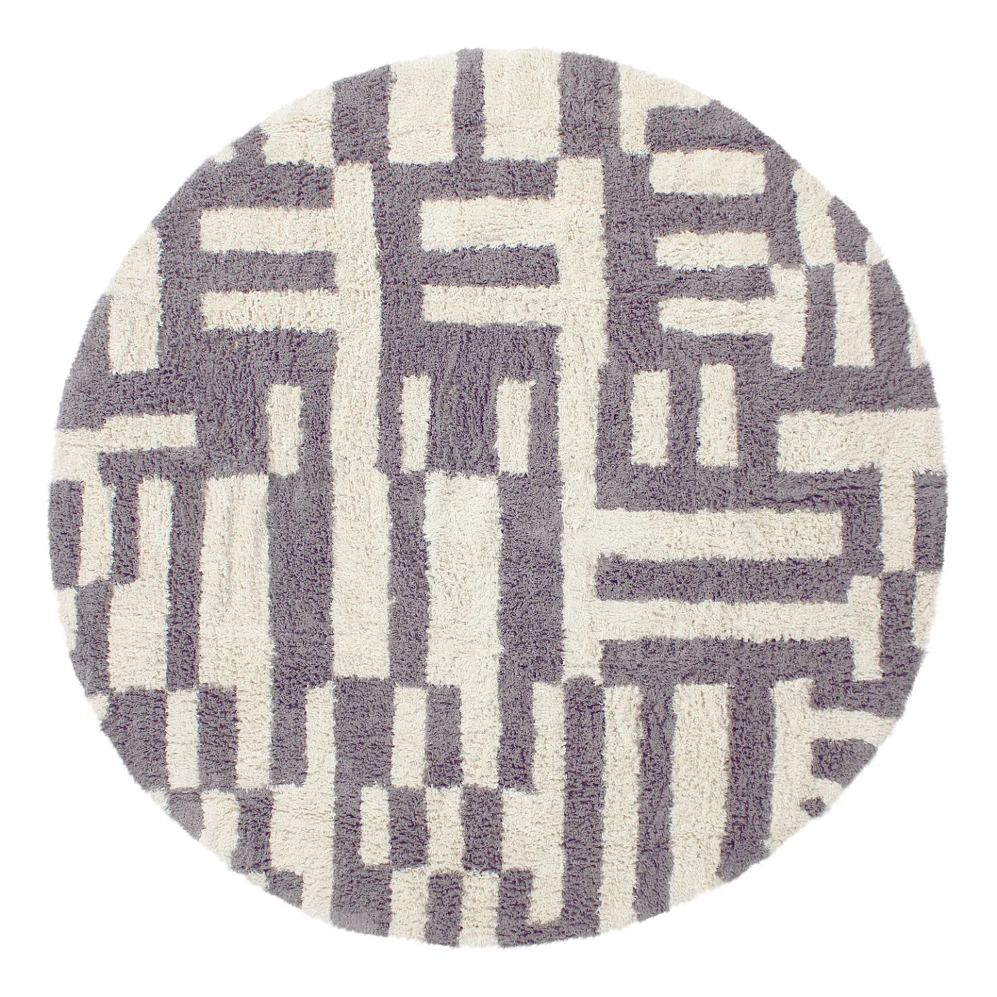 Runde tepper - Bergamo Natural Cotton Shaggy (grå/hvit) (Størrelse: Ø 200 cm)