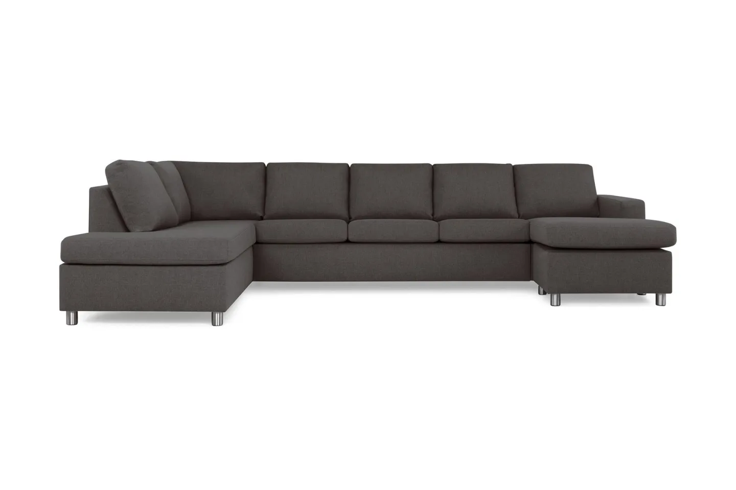 Crazy 5-sits Vänstervänd U-formad X-Large Soffa med Divan och Schäslong i Tyg - Mörkgrå