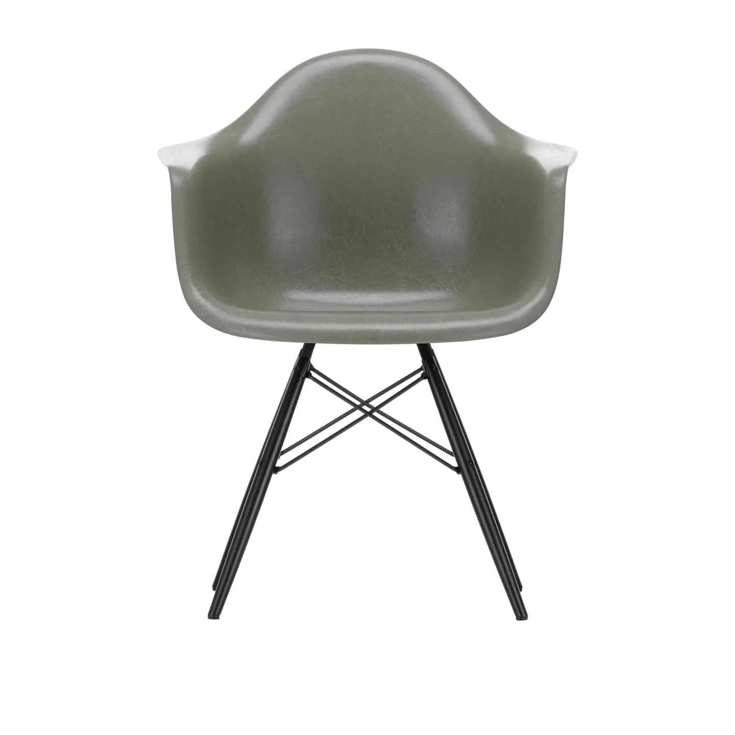 Vitra Eames Fiberglass Armchair DAW karmstol Raw umber-svartbetsade lönnben