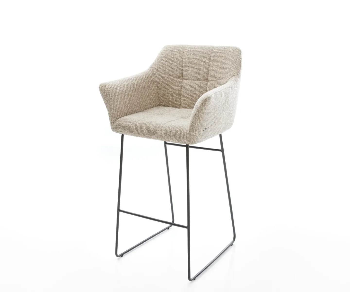 Barstuhl Yulo-Flex Webstoff Soft Beige Kufengestell Metall Schwarz