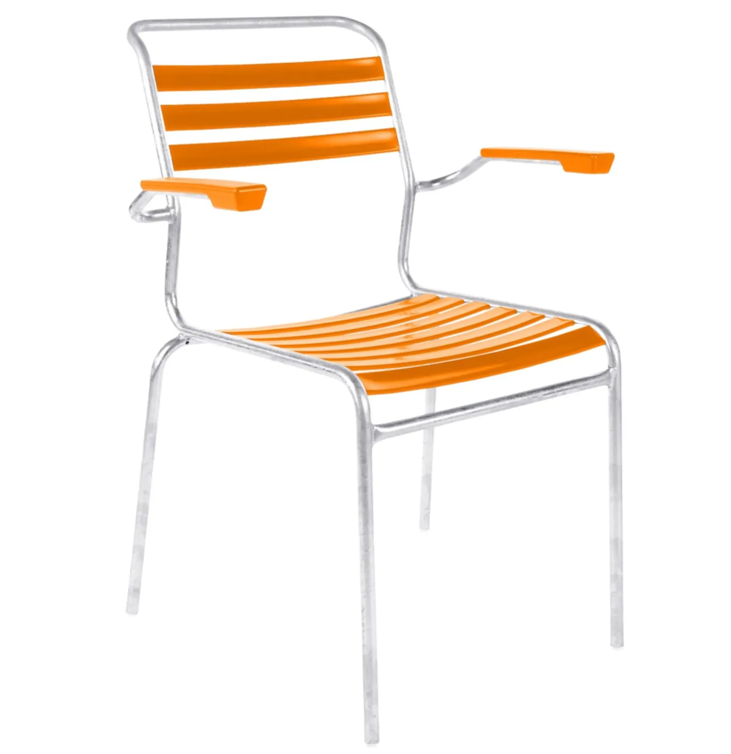 Schaffner Lättli-Stuhl Säntis mit Armlehnen Feuerverzinkt Orange | Schubiger Möbel